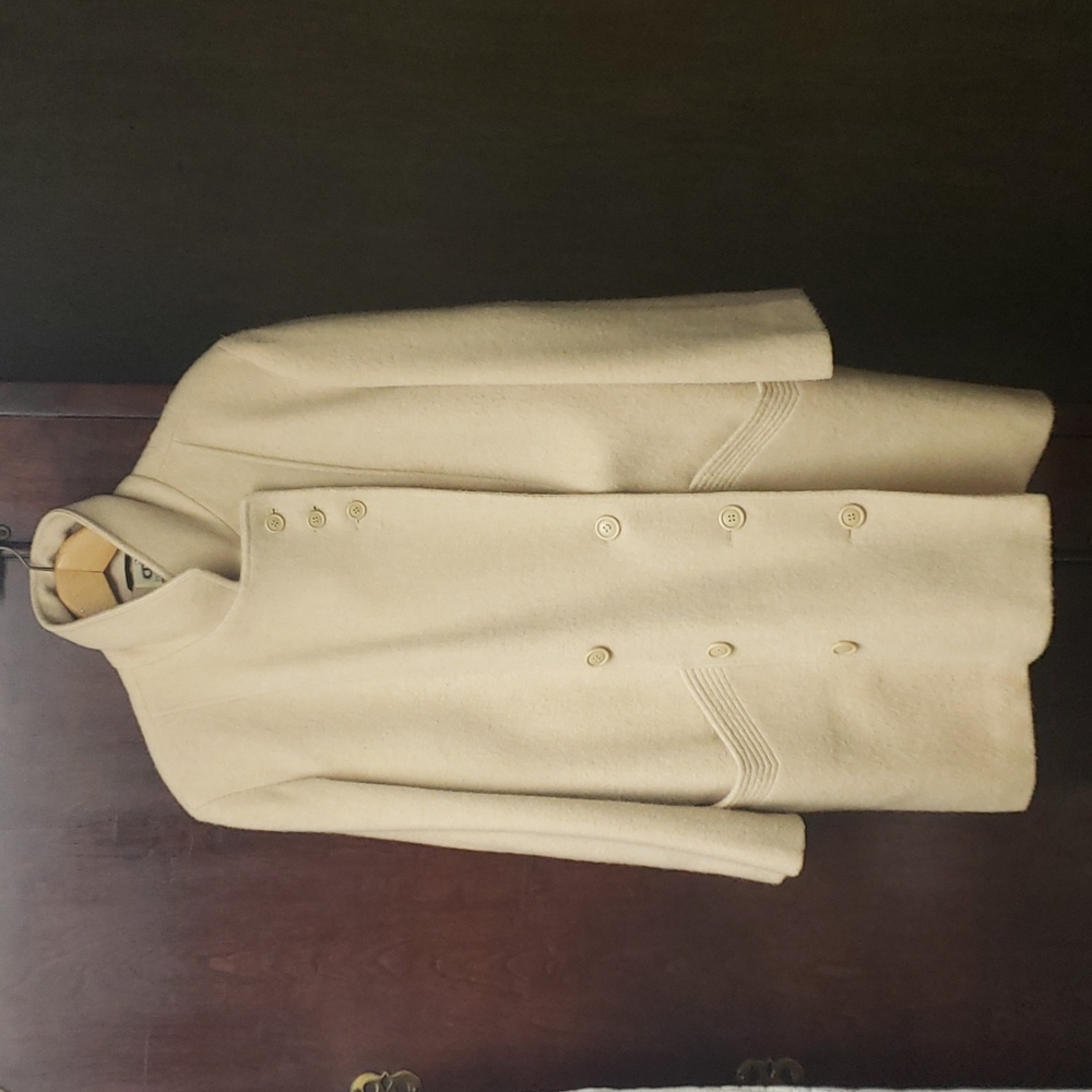 1970s Central Park International, CPI, 100% Wool Cream Heavy Lined Peacoat